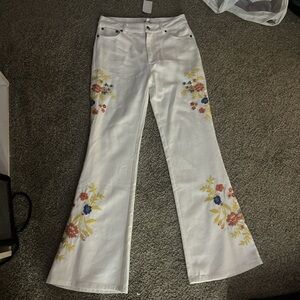Emory Park Cream High-Waisted Pants